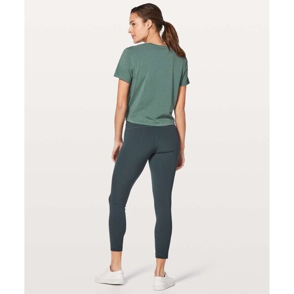 LULULEMON Knot Gonna Fly Graphite Green Pima Cotton Front Tie T-Shirt, Size S - Picture 3 of 13